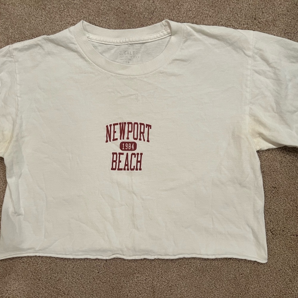 White Newport Beach Cropped T-Shirt